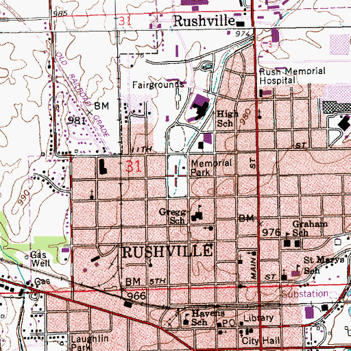Topographic Map of Memorial Park, IN