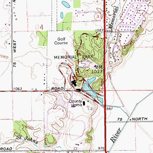 Topographic Map of Memorial Park, IN