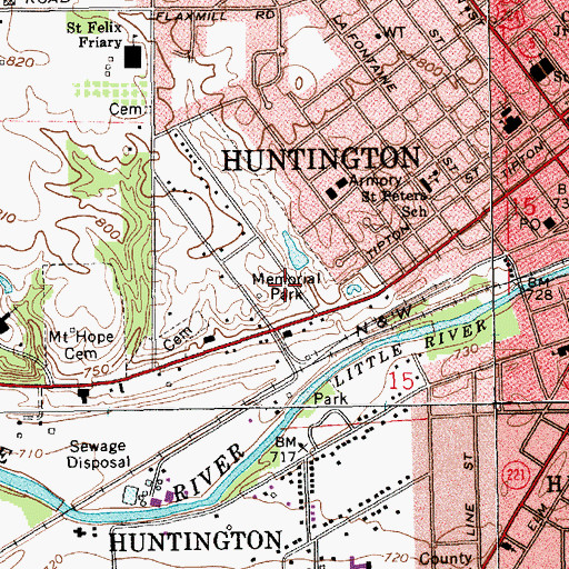 Topographic Map of Memorial Park, IN