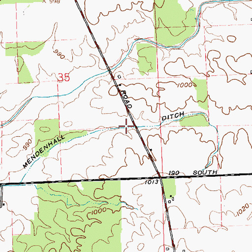 Topographic Map of Mendenhall Ditch, IN