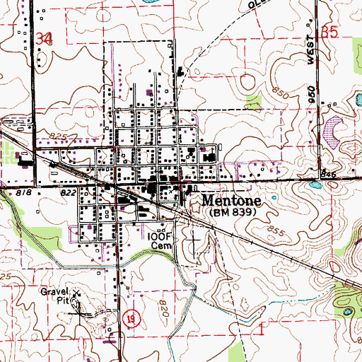Topographic Map of Mentone, IN