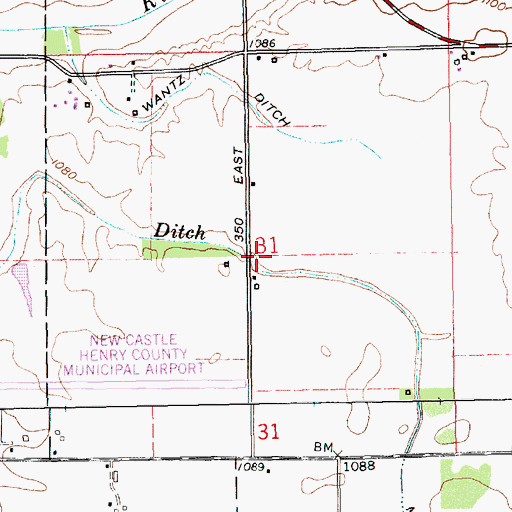 Topographic Map of Mercer Ditch, IN