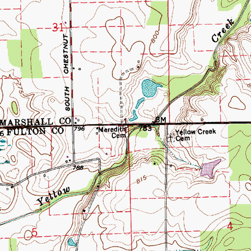 Topographic Map of Meredith Cemetery, IN