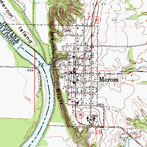 Topographic Map of Merom, IN