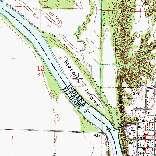 Topographic Map of Merom Island, IN