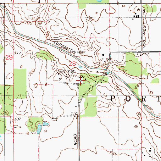 Topographic Map of Merriman Cemetery, IN