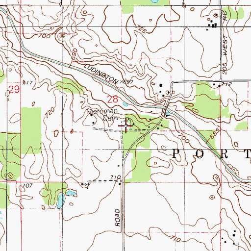 Topographic Map of Merriman Cemetery, IN