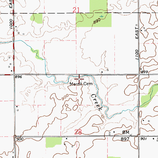 Topographic Map of Merrit Cemetery, IN