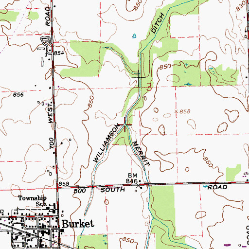 Topographic Map of Merrit Ditch, IN