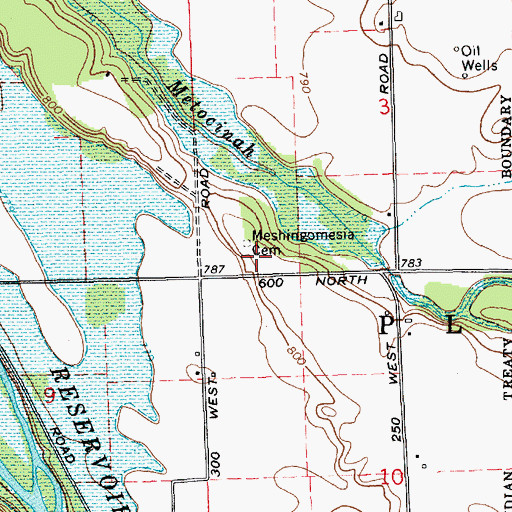 Topographic Map of Miami Indian Cemetery, IN