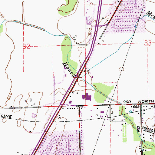 Topographic Map of Messersmith Creek, IN