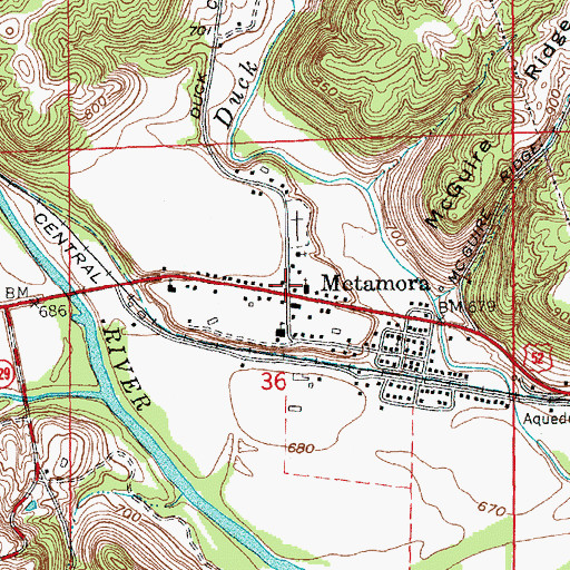 Topographic Map of Metamora, IN