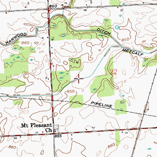 Topographic Map of Metcalf Ditch, IN