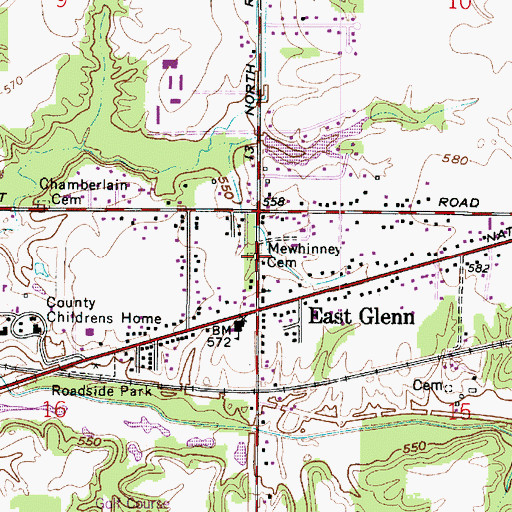 Topographic Map of Baker Cemetery, IN
