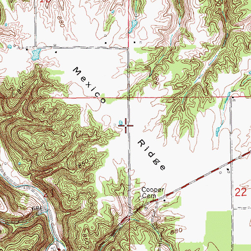 Topographic Map of Mexico Ridge, IN