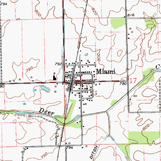Topographic Map of Miami, IN
