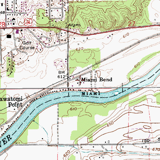 Topographic Map of Miami Bend, IN