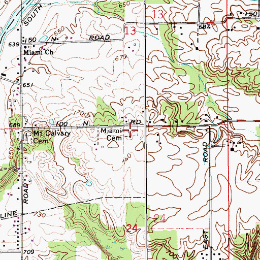 Topographic Map of Miami Baptist Cemetery, IN