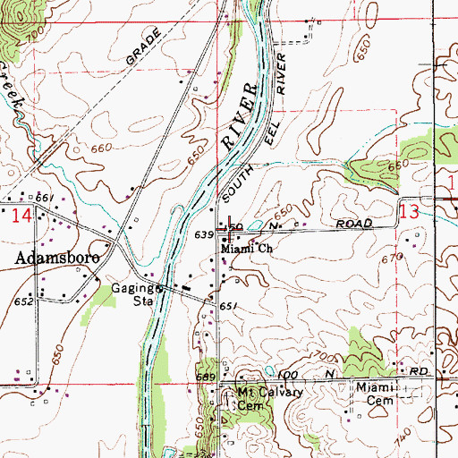Topographic Map of Miami Church, IN