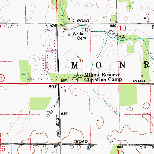 Topographic Map of Miami Reserve Christian Camp, IN