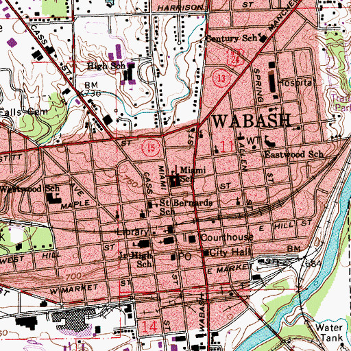 Topographic Map of Miami Elementary School, IN
