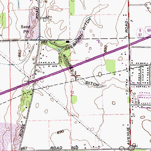 Topographic Map of Michael Ditch, IN