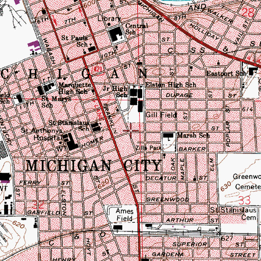 Topographic Map of Michigan City, IN