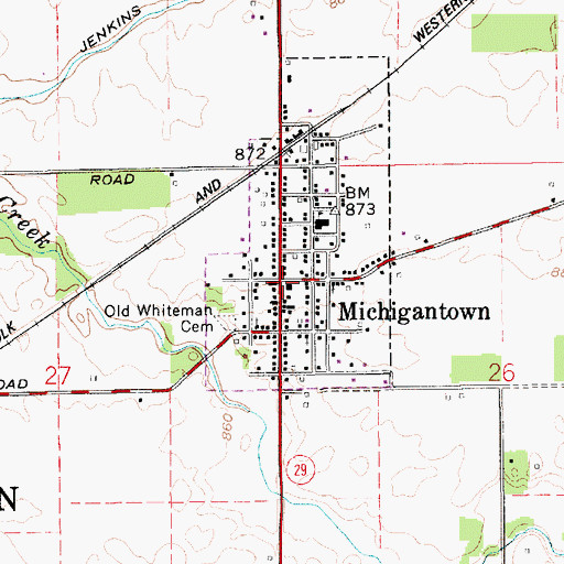 Topographic Map of Michigantown, IN