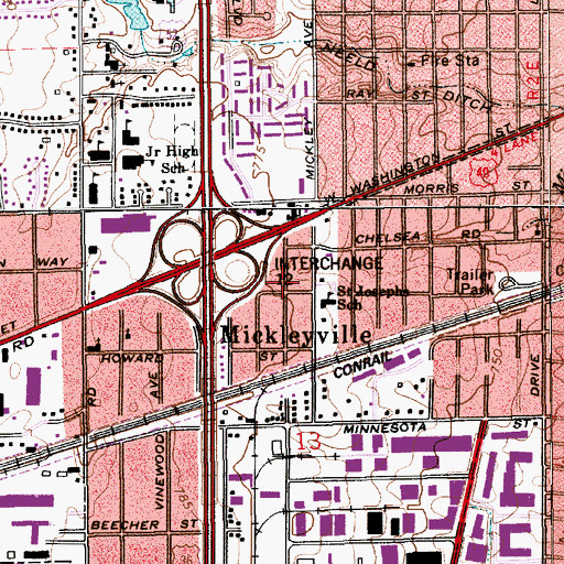 Topographic Map of Mickleyville, IN