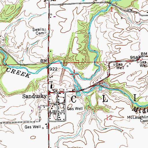 Topographic Map of Middle Branch Clifty Creek, IN