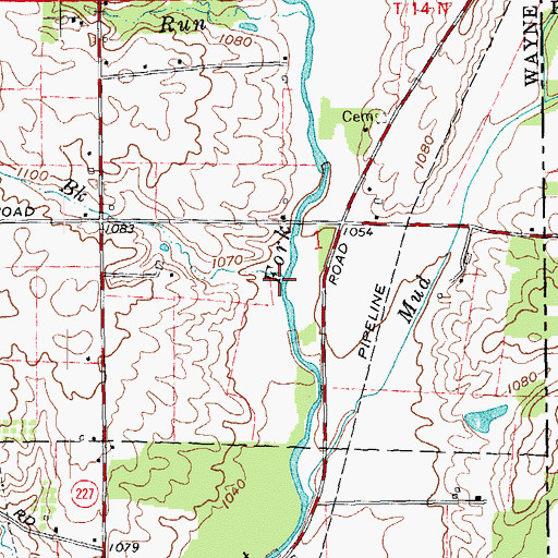 Topographic Map of Middle Brook, IN