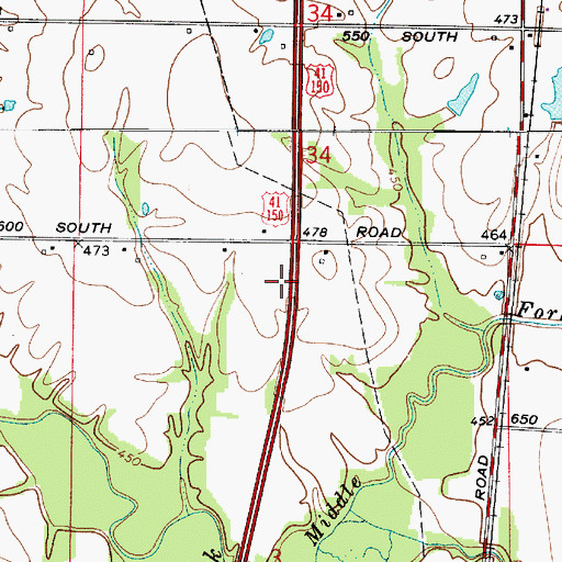 Topographic Map of Middle Fork Creek, IN