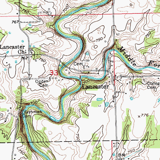 Topographic Map of Middle Fork Creek, IN