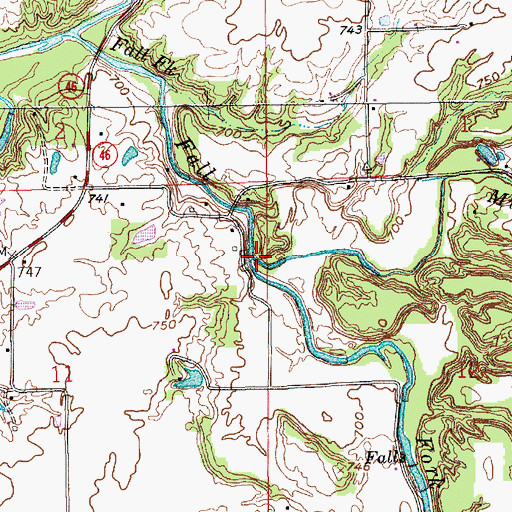 Topographic Map of Middle Fork Fall Fork, IN
