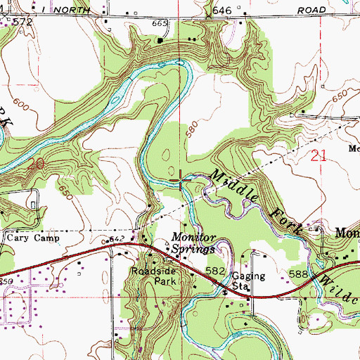 Topographic Map of Middle Fork Wildcat Creek, IN