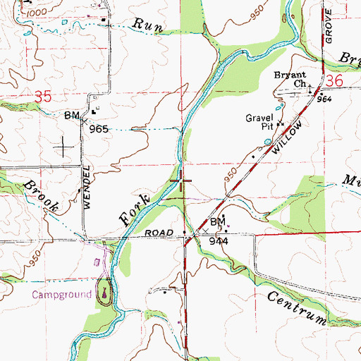 Topographic Map of Middle Run, IN