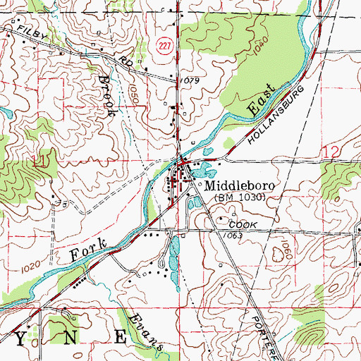 Topographic Map of Middleboro, IN