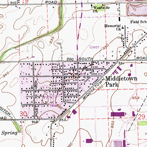 Topographic Map of Middletown Park, IN