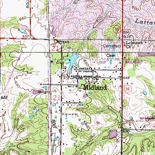 Topographic Map of Midland, IN