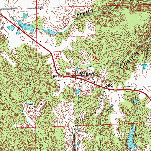 Topographic Map of Midway, IN