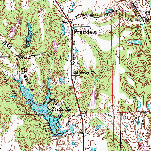 Topographic Map of Midway Church, IN