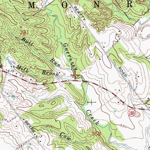 Topographic Map of Milk Brook, IN