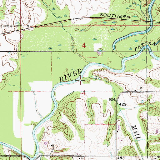 Topographic Map of Mill Creek, IN