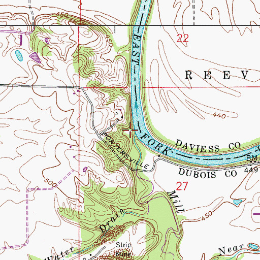 Topographic Map of Mill Creek, IN