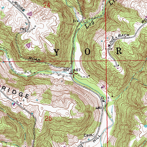 Topographic Map of Mill Creek, IN