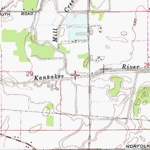 Topographic Map of Mill Creek, IN