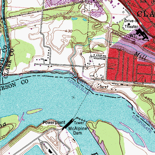 Topographic Map of Mill Creek, IN
