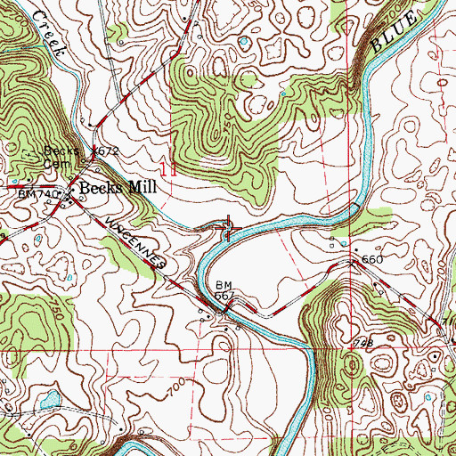Topographic Map of Mill Creek, IN