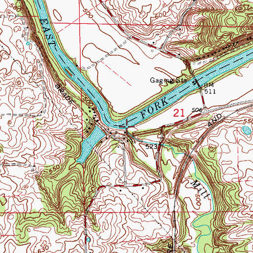 Topographic Map of Mill Creek, IN