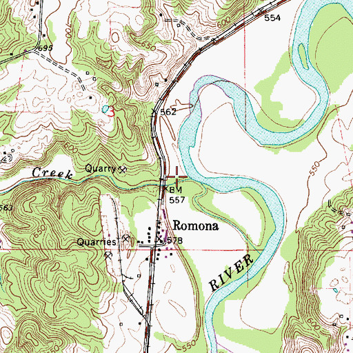 Topographic Map of Mill Creek, IN